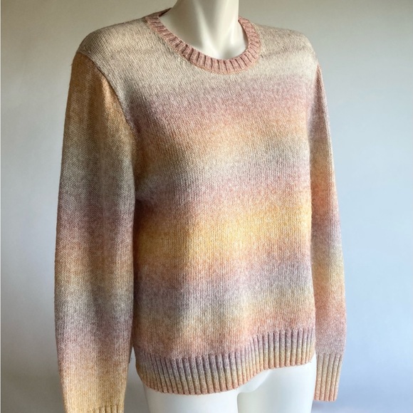 J. Crew Pink Beige Yellow Crew Neck Long Sleeve Pullover size M - Picture 6 of 14
